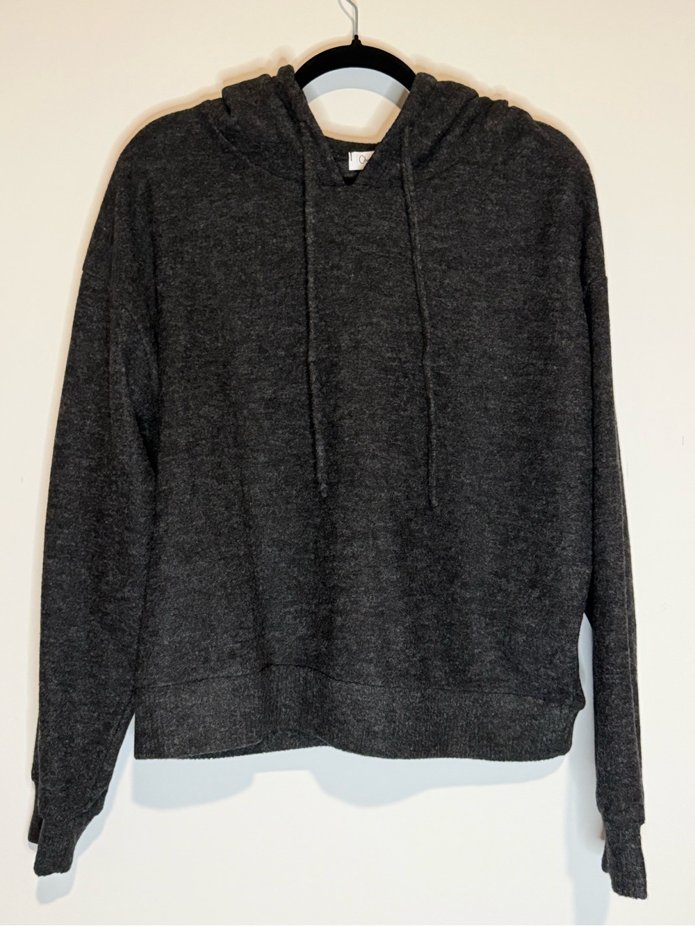 Charlotte Avery Women’s Dark Gray/Black Hooded - Cozy Knit Pullover